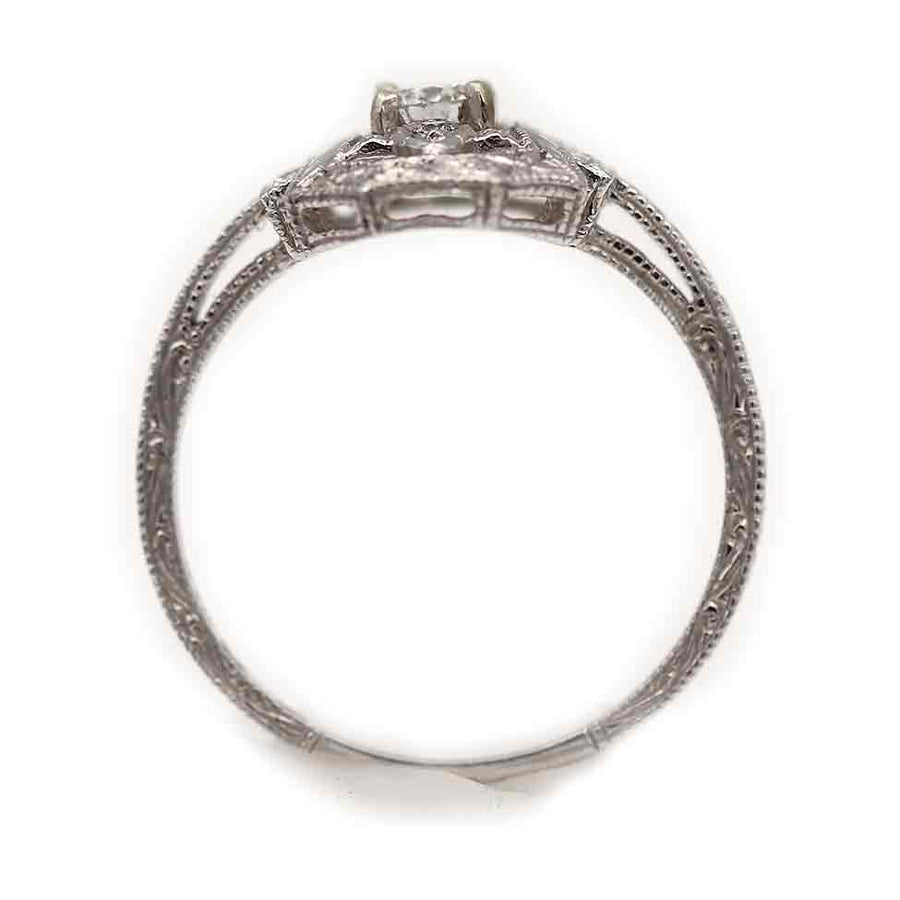 Estate North-South Old European Cut Diamond White Gold Dinner Ring
