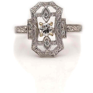 Estate .50 CTW North-South Old European Cut Diamond Vintage Dinner Ring