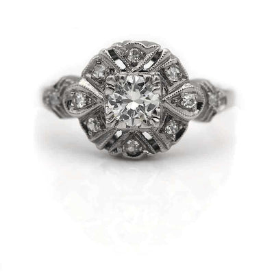 Circa 1960s Vintage Transitional Cut Diamond Engagement Ring