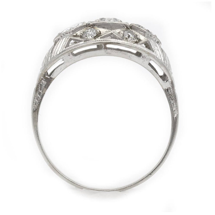 Edwardian .70 CTW Old Mine Cut Diamond Bombe Engagement Ring