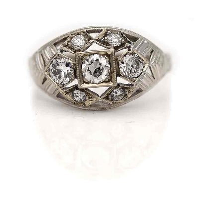 Edwardian Old Mine Cut Diamond Engagement Ring