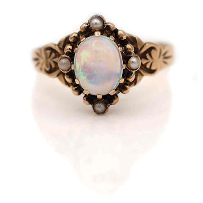 Victorian Opal & Pearl Engagement Ring