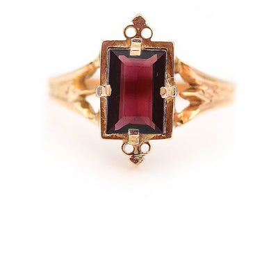 Victorian 1.25 CTW Rectangular Cut Purple Garnet Antique Gemstone Engagement Ring 