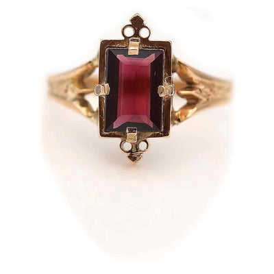 Vintage Rectangular Cut Purple Garnet Engagement Ring 1.25 Carat