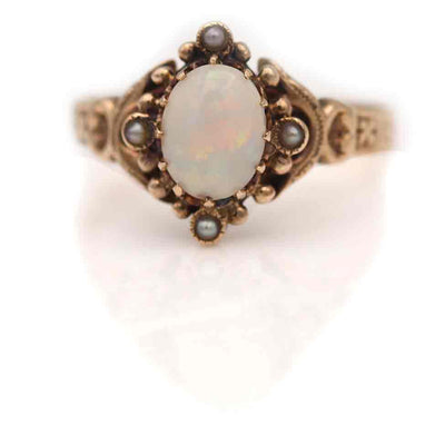 Victorian Opal and Pearl Engagement Ring