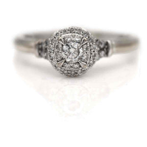 Dainty Diamond Halo Engagement Ring