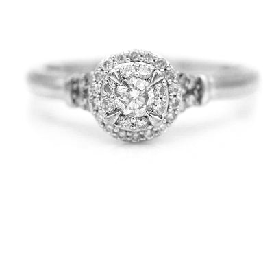 Mid-Century .48 CTW Round Diamond Halo Vintage Engagement Ring