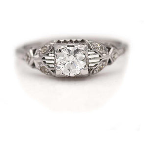 Art Deco .65 CTW Old European Cut Diamond Antique Engagement Ring GIA E/SI2