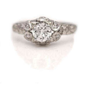 Art Deco .62 CTW Old European Cut Diamond Vintage Engagement Ring GIA H/VS1