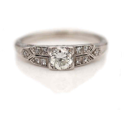 Circa 1920s Antique Old European Cut Diamond Solitaire Engagement Ring