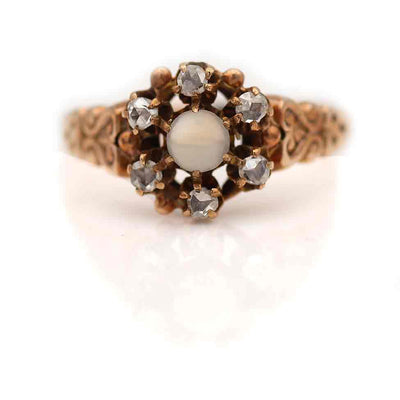 Victorian Moonstone & Rose Cut Diamond Ring
