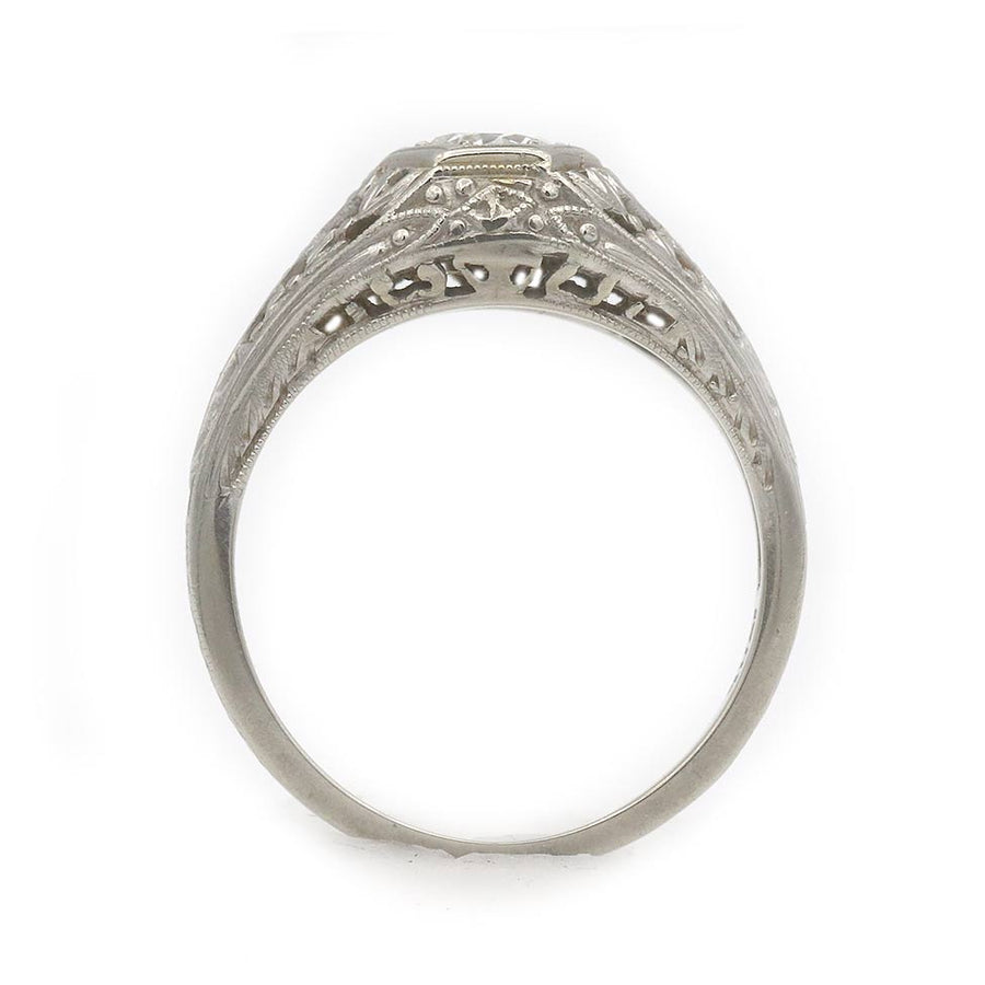 Art Deco .30 Ct Old European Cut Diamond Hexagonal Engagement Ring