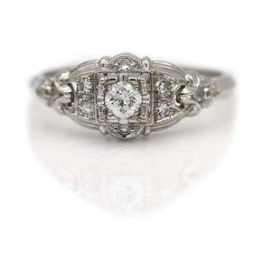 Art Deco .27 CTW Geometric Square Old European Cut Diamond Antique Engagement Ring
