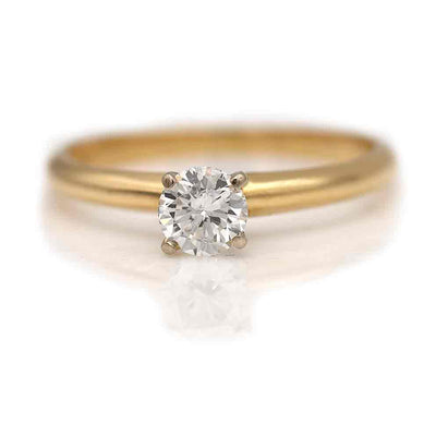 Vintage Round Cut Diamond Solitaire Engagement Ring .40 Ct