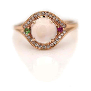 Vintage 1.55 CTW Moonstone & Diamond Gemstone Engagement Ring