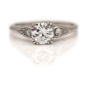 Art Deco .94 CTW Three Stone Old European Cut Antique Diamond Engagement Ring GIA H/SI2