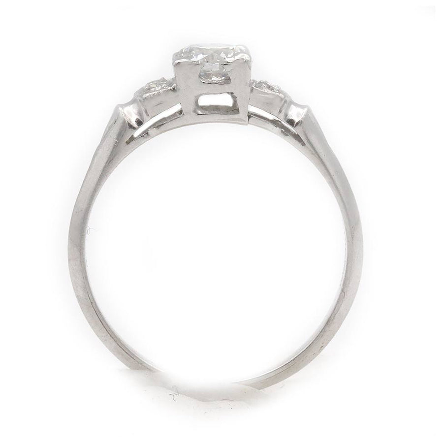 Art Deco .47 CTW Transitional Cut Diamond Engagement Ring in Platinum GIA D/SI2