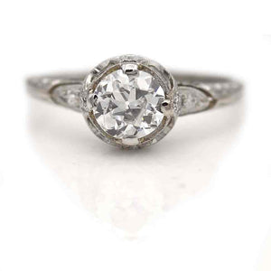Art Deco .87 CTW Old European Cut Diamond Antique Engagement Ring GIA G/SI1