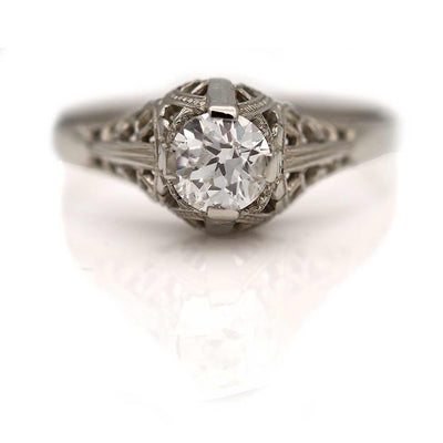 Vintage 1930's Diamond Solitaire Engagement Ring .45 Ct