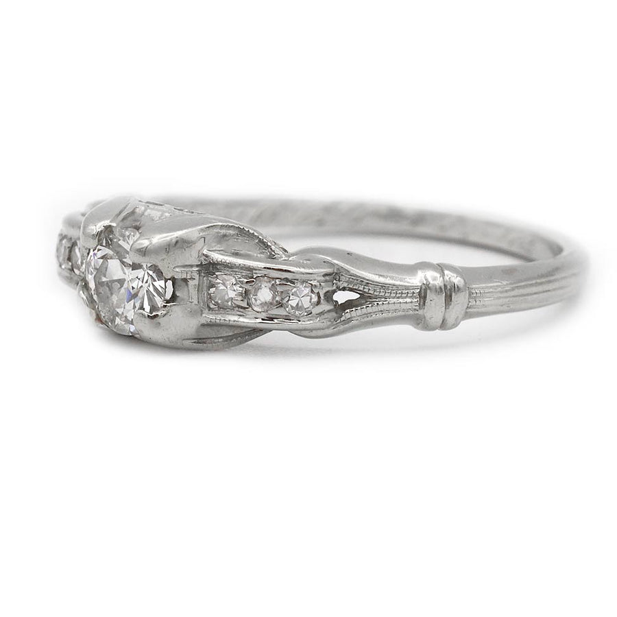 Late Art Deco .42 CTW Old European Cut Diamond Engagement Ring | Dated 5/17/1942