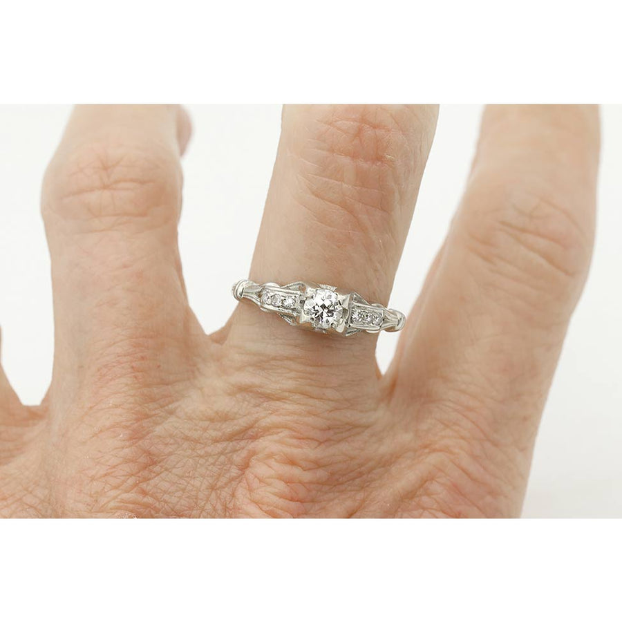 Late Art Deco .42 CTW Old European Cut Diamond Engagement Ring | Dated 5/17/1942