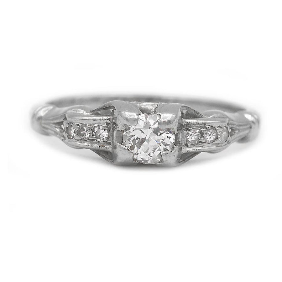 Late Art Deco .42 CTW Old European Cut Diamond Engagement Ring | Dated 5/17/1942