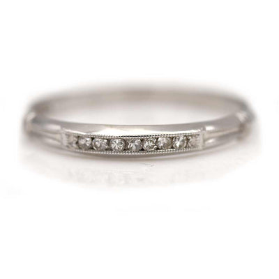Vintage Single Cut Diamond Stacking Band in 18 Kt White Gold