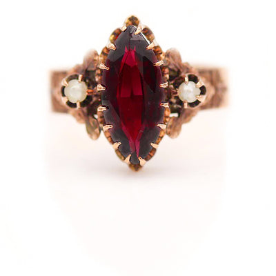 Victorian 1.50 CTW Marquise Garnet Antique Engagement Ring