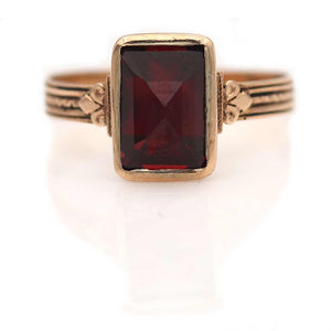 Victorian Rectangular Shape Purple Garnet Engagement Ring Size 6.5