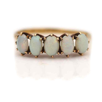 Dainty Victorian 5 Stone Opal Wedding Ring