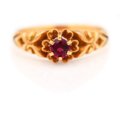 Dainty .30 CTW Victorian Purple Round Cut Garnet Solitaire Gemstone Engagement Ring