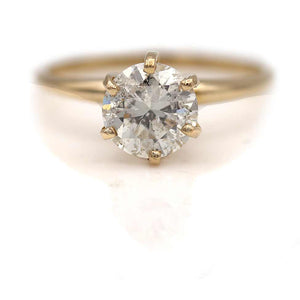 Mid-Century 2.00 CT Solitaire Diamond Vintage Engagement Ring 14K Yellow Gold GIA J/I2