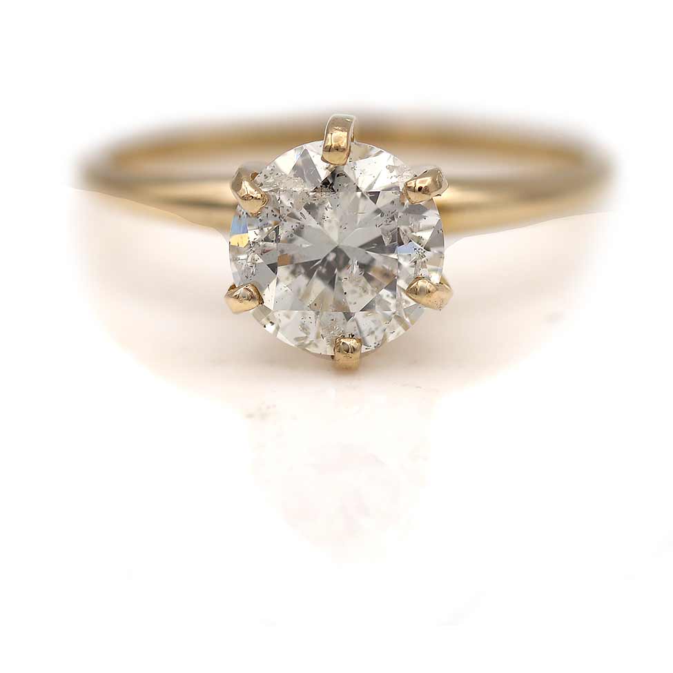 Mid-Century CT Solitaire Diamond Vintage Engagement Ring 14K