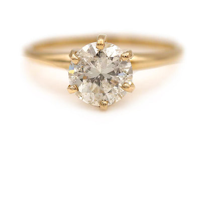 Mid-Century 2.00 CT Solitaire Diamond Vintage Engagement Ring 14K Yellow Gold GIA J/I2