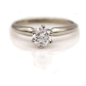 Contemporary .60 CTW Solitaire Round Diamond Vintage Engagement Ring 14K White Gold GIA G/SI1