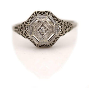 Art Deco .05 CTW Single Cut Diamond Antique Engagement Ring