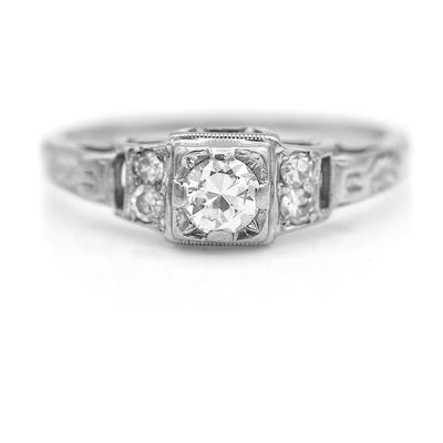 Art Deco .33 CTW Geometric Square Diamond Antique Engagement Ring