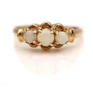 Victorian Three Stone Opal Engagement Ring