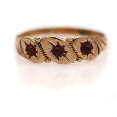 Petite Victorian Garnet Starburst Engagement Ring