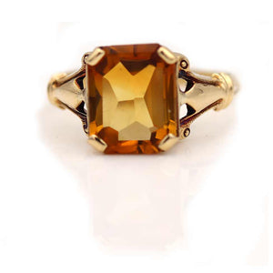 2.20 Carat Victorian Square Cut Citrine Engagement Ring