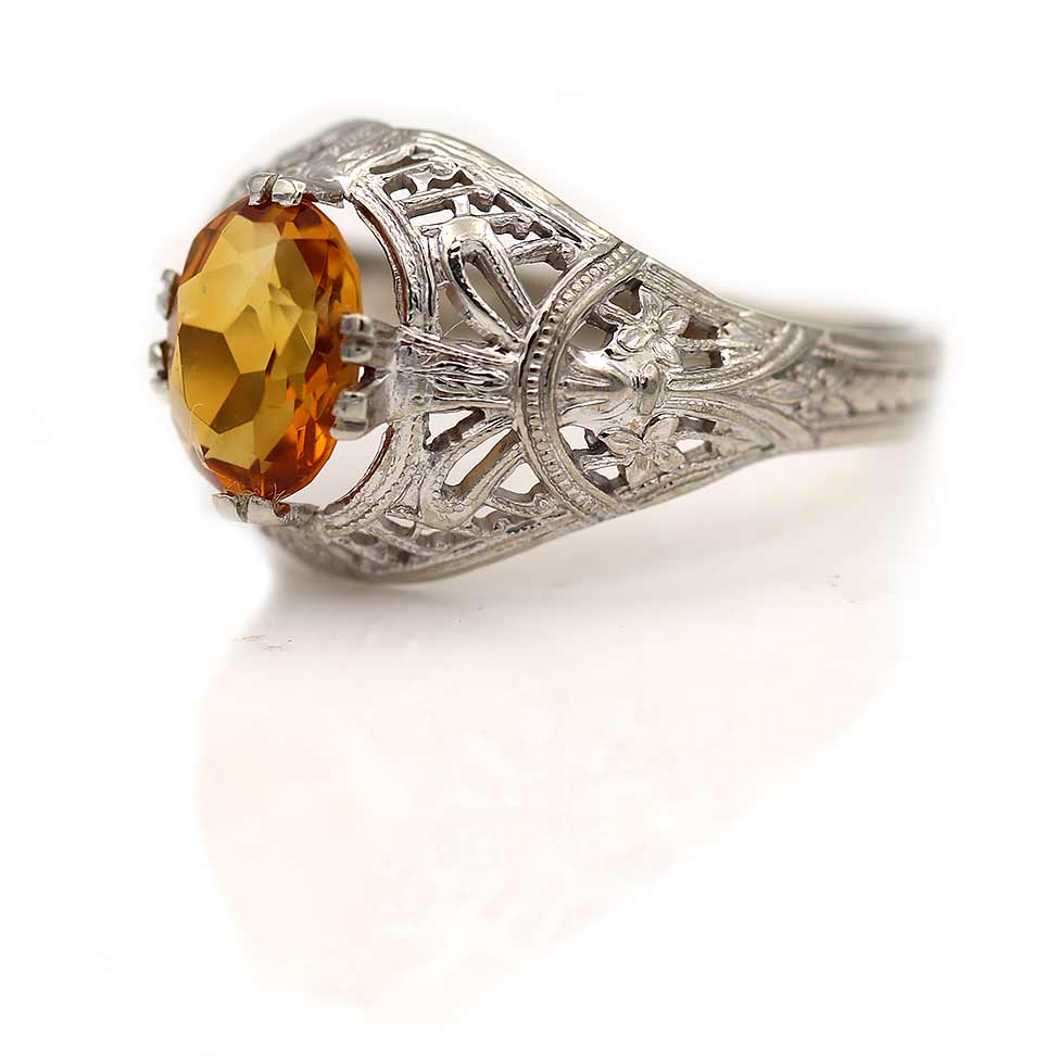 Art Deco Ct Oval Citrine Vintage Engagement Ring – Vintage