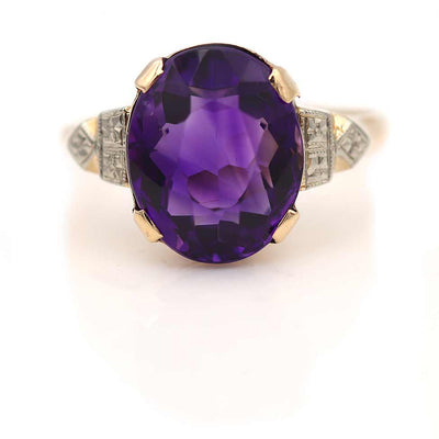 5.75 Carat Victorian Oval Cut Amethyst Engagement Ring