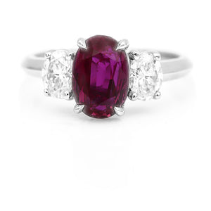 Mid-Century 3.70 CTW No Heat Burma Ruby Diamond Gemstone Engagement Ring