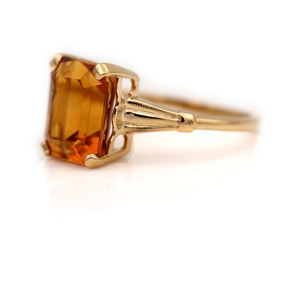 Vintage Orange Emerald Cut size outlet 6