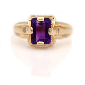 Victorian Style Amethyst Solitaire Engagement Ring 1.40