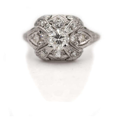 Filigree Art Deco Engagement Ring Platinum .60 Carat