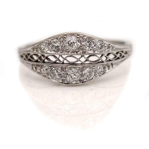 Art Deco Old Mine Cut Diamond Wedding Ring
