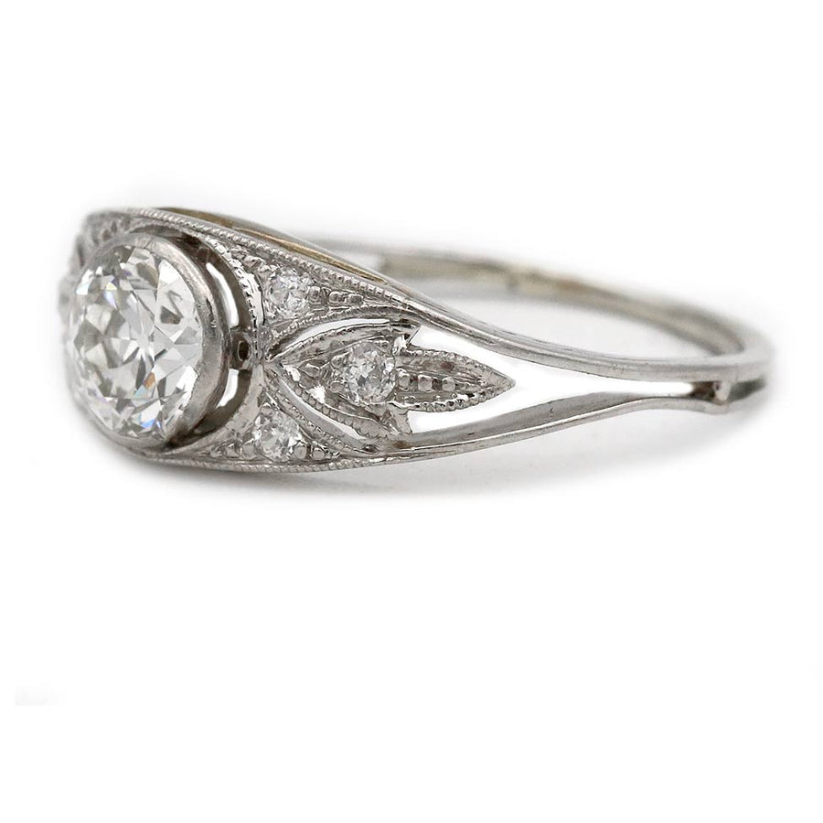 Vintage Bezel-Set Old European Cut Diamond Art Deco Engagement Ring | .70 CTW