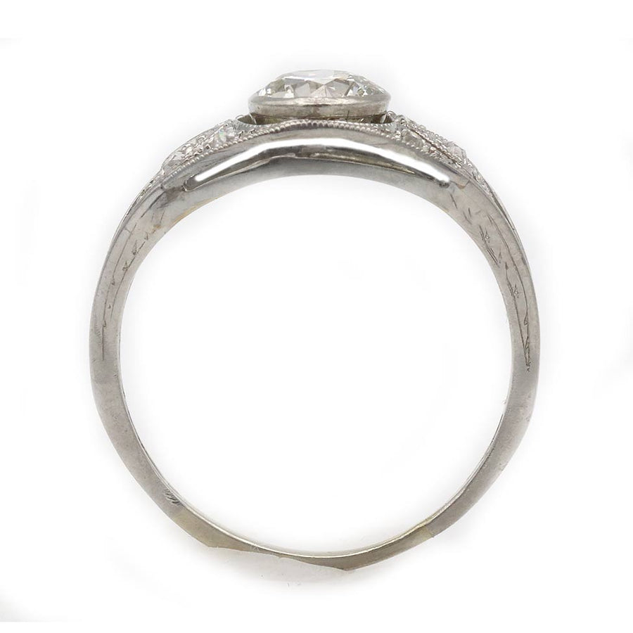 Vintage Bezel-Set Old European Cut Diamond Art Deco Engagement Ring | .70 CTW