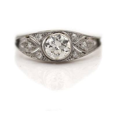 Vintage Bezel Set Old European Cut Diamond Engagement Ring .60 Carat